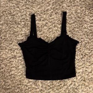 Black Ruched Crop Top